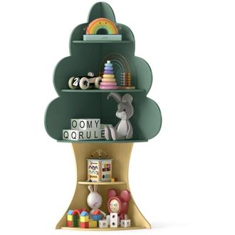 Costway Libreria ad Albero per Bambini, Espositore per Libri a 5 Livelli con Anti-Ribaltamento, Libreria Angolare Salvaspazio per Camera da Letto