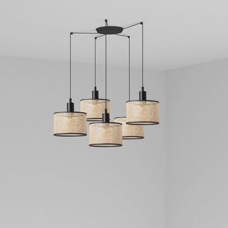 Faro Barcelona Mambo L&aacute;mpara Colgante Negra/rat&aacute;n &Oslash;210 5l 64314-47-5l