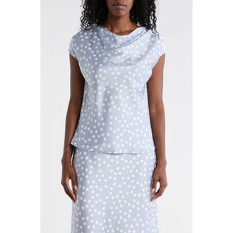 Renee C Cowl Neck Cap Sleeve Satin Top in Steel Blue at Nordstrom Rack, Size X-Large