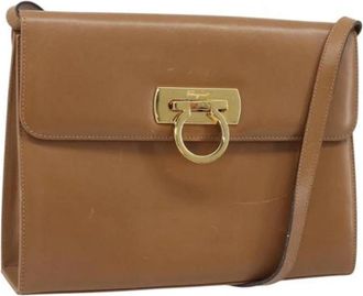 Ferragamo Pre-owned Leather Shoulder Bag - unisex - Vintage Schoudertas - Bruin - ONE Size - Leer - Vintage