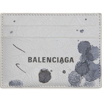 Balenciaga Cash Leather Card Holder in Light Grey at Nordstrom