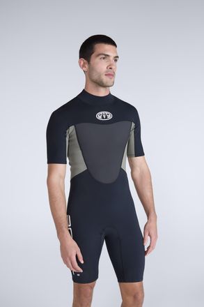 Mountain Warehouse Slater Mens Shorty Wetsuit with Back Entry Zip Neoprene Swimwear Black - Size X-Large