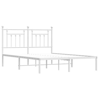 Berkfield Home Metal Bed Frame with Headboard White 140x200 cm