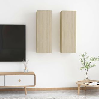 Berkfield Home TV Cabinets 2 pcs Sonoma Oak 30.5x30x90 cm Engineered Wood in Brown