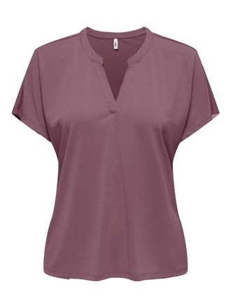 Only Kurzarmshirt ONLY ONLFREE LIFE S/S SPLIT TOP JRS, Damen, Gr. XL, rose braun, Jersey, Obermaterial: 70% Modal, 30% Polyester, unifarben, regular fit no