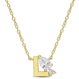 Mimi & Max 3/4ct TGW Created White Sapphire Q Initial Necklace Yellow Plated Sterling Silver
