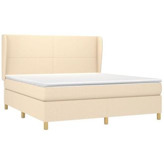vidaXL Vidaxl - Cama Box Spring Con Colch&oacute;n Tela Color Crema 160x200 Cm