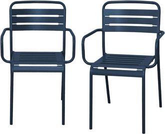 Sweeek Set of 2 stackable steel garden armchairs Marine blue 50.4x53x79.5 cm - Amelia