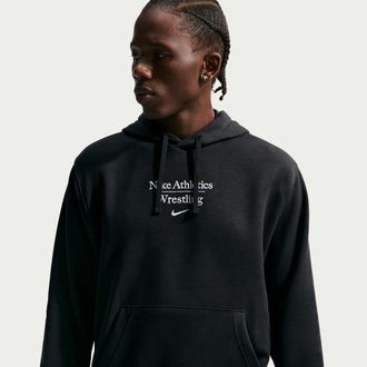 Nike Mens Wrestling Pullover Hoodie in Black | APS547NAWR-BLK