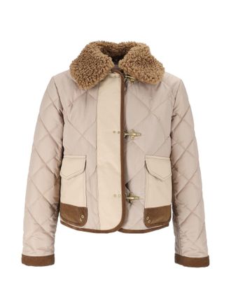 Fay Mini 3-Ganci Quilted Suede-Accent Jacket