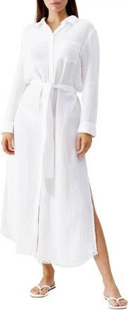 Melissa Odabash Margot Long Sleeve Cover Up Shirtdress In White