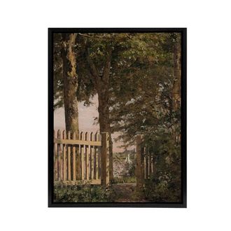 Artery8 Sailboat & the Garden Gate Christen Kobke Black Framed Canvas Art | Size: W24 x H32