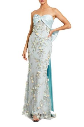 Mac Duggal Strapless Sweetheard Embellished Gown With Bow in Blue at Nordstrom, Size 12
