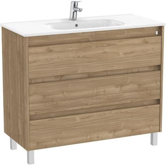Roca Roca - Pack Unik Mueble De 3 Cajones + Lavabo Tenet Color: Nogal - Medidas: 985x460x740 Mm