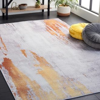 Safavieh Tacoma TAC801P Power Loomed Grey / Rust Washable Rug