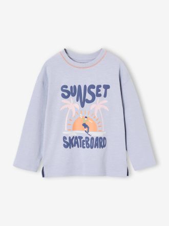 Vertbaudet Langarmshirt f&uuml;r Jungen, Strukturjersey helles blau