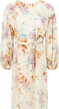 Herno Floral Print Dress with Puff Sleeves