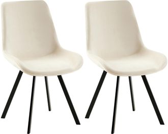 Clp Lote De 2 Sillas De Comedor Lewes Terciopelo Crema