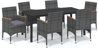 vidaXL Vidaxl - Juego Muebles Jard&iacute;n 7 Pzas Con Cojines Rat&aacute;n Sint&eacute;tico Gris