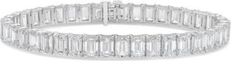 Diana M. Jewels 14KT WHITE GOLD LAB GROWN DIAMOND EMERALD CUT TENNIS BRACELET WEIGHING 27.50 CTS TW (NON-CERTIFIED)
