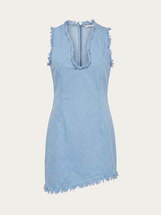 Ferragamo Women Mini dress with frayed edges Blue