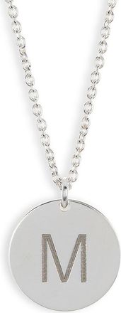Meshmerise Initial Disc Pendant Necklace in White-M at Nordstrom Rack