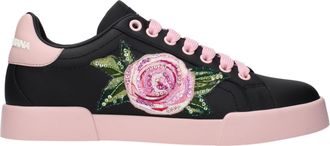 Dolce & Gabbana Black Leather Womens Sneakers