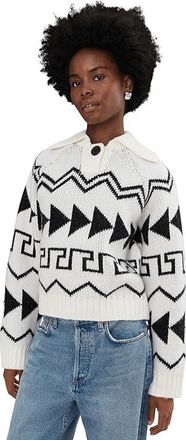 Sanctuary Below Zero Fairisle Popover Womens Sweater Chalk And Black Fairisle : LG (US 10-12), Acrylic/Nylon/Polyester
