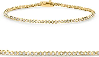 Pompeii3 14k Yellow Gold 1Ct TW Natural Diamond Tennis Line Bracelet 7