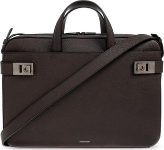 Ferragamo Tassen, Heren, Bruin, ONE Size, Twins Document Handtas