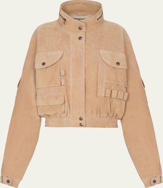 Balmain Suede Multi-Pocket Utility Jacket