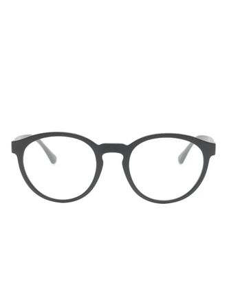 Emporio Armani clip-on round-frame glasses - Black