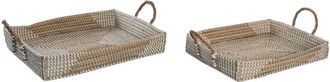 DKD Home Decor Set di Vassoi DKD Home Decor Giallo Naturale 48 x 38 x 15 cm 52 x 38 x 15 cm (2 Unit&agrave;)