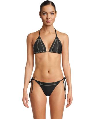 BECCA by Rebecca Virtue Color Sheen Cheryl Triangle Bikini Top Womens Black Swimwear DDR2838