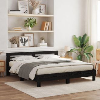 Berkfield Home Wood Bed Frame Black oak Solid wood 200 x 200 cm Durable