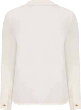 Max Mara Womens Polo Top Long-Sleeve Silk White Tops