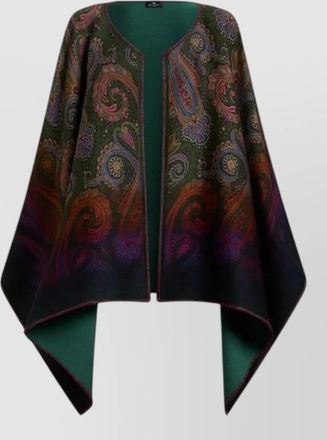 Etro wool reversible paisley poncho