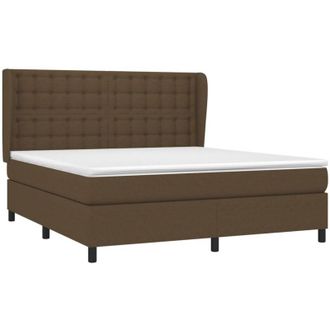 vidaXL Cama Box Spring Con Colch&oacute;n Tela Marr&oacute;n Oscuro 160x200 Cm Vidaxl