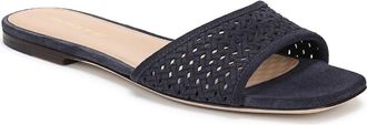Veronica Beard Myla Perforated Slide Sandal in Navy at Nordstrom, Size 6.5