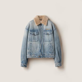 Miu Miu Denim and shearling trucker jacket