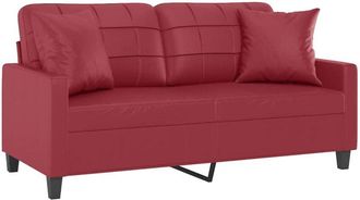 vidaXL Sof&aacute; De 2 Plazas Con Cojines Cuero Sint&eacute;tico Rojo Tinto 140 Cm Vidaxl