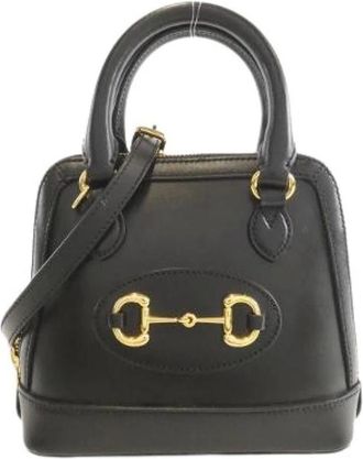 Gucci Pre-owned Handbags, female, Black, Size: ONE SIZE Pre-owned Horsebit 1955 Leather Shoulder Bag