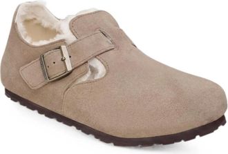 Birkenstock London Shearling Smalle Pasvorm - Heren - Schoenen - Beige - Maat: 39 EU Su&egrave;de