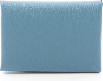 Herm&egrave;s Blue Blue Jean Chevre Leather Coin Purse/Coin Case (Pre-Owned)