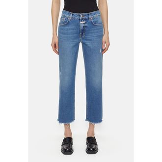 Closed Milo Slim Fit Crop Straight Leg Jeans in Mid Blue at Nordstrom Rack, Size 29