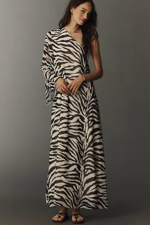 Ownley One-Shoulder Zebra Kaftan