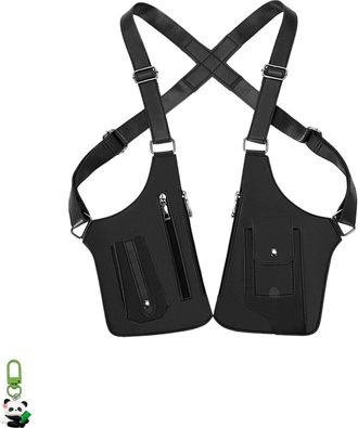 Generic Adjustable Underarm Shoulder Bag, Double Shoulder Armpit Bag, Multi-Pocket Anti-Theft Double Shoulders Bag, Pocket Sport Vest Wallet Holster (Black)