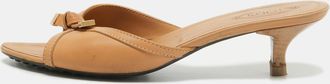 Tod's Tods Beige Leather Bow Slide Sandals