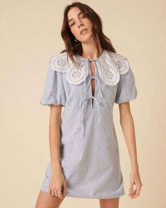 Nobody's Child Blue Pinstripe Collar Bessie Mini Dress