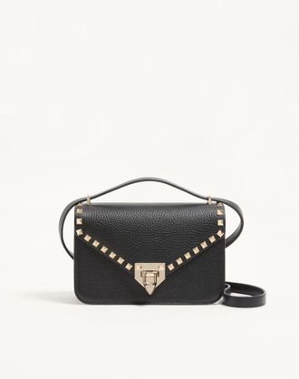 Valentino Garavani Borsa Piccola A Tracolla Valentino Garavani Rockstud In Vitello Granato Donna NERO UNI